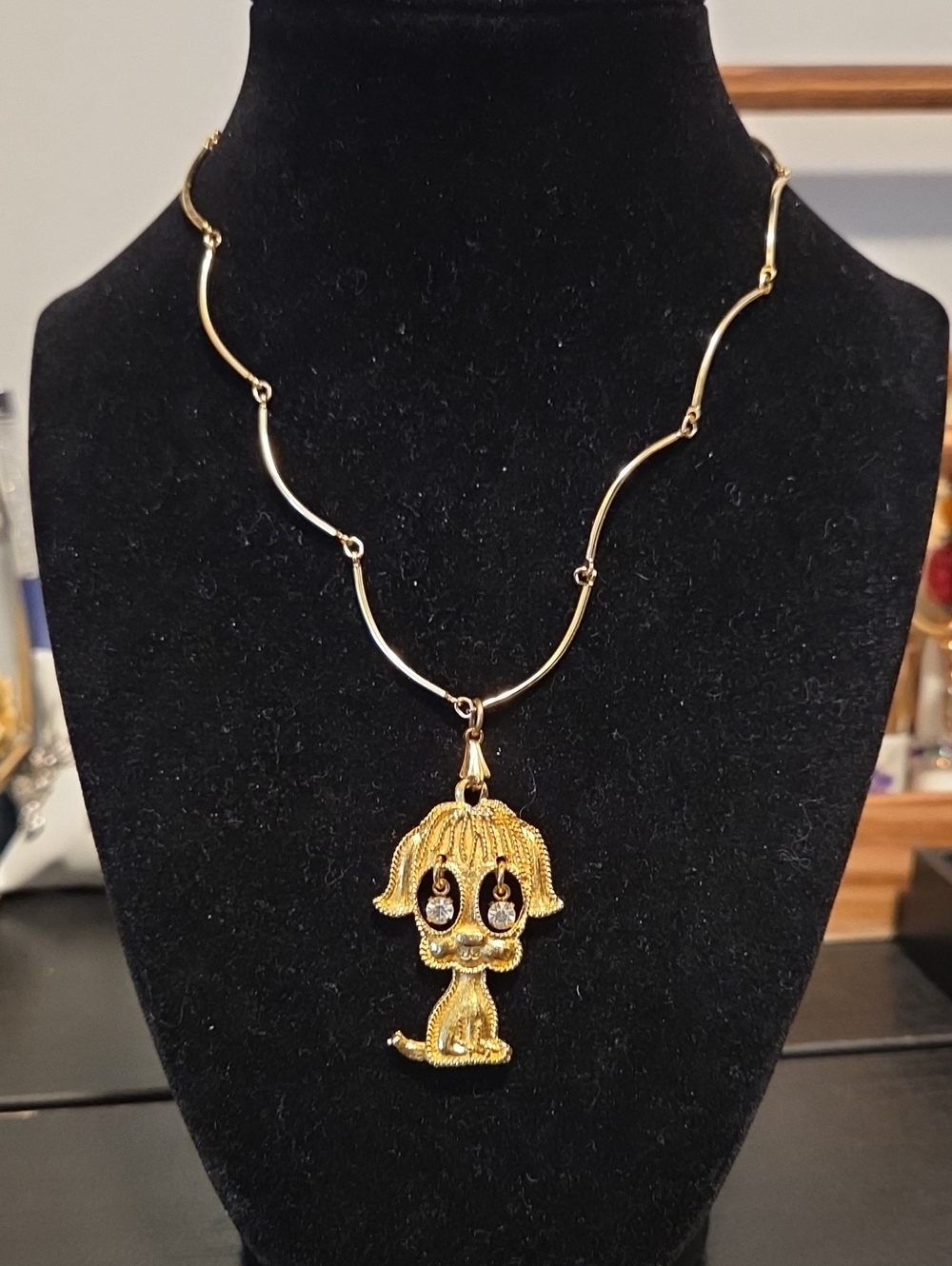 Gold-tone Dog Pendant Necklace - Women's Jewelry